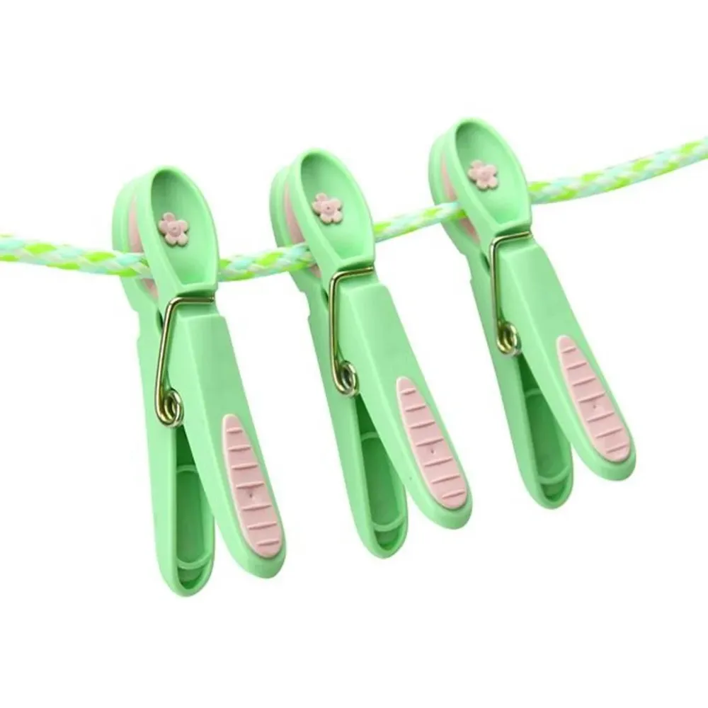 Tøjklemme - Ismint Med Lys Pink Blomst - 10 stk.