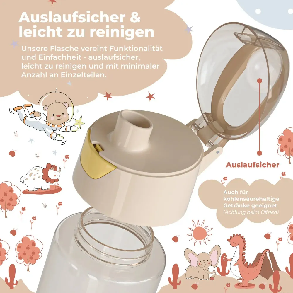 BEARFOOT Letvægts Drikkedunk Med Hank og Simpel Åbning - 450 ml - Safari Venner