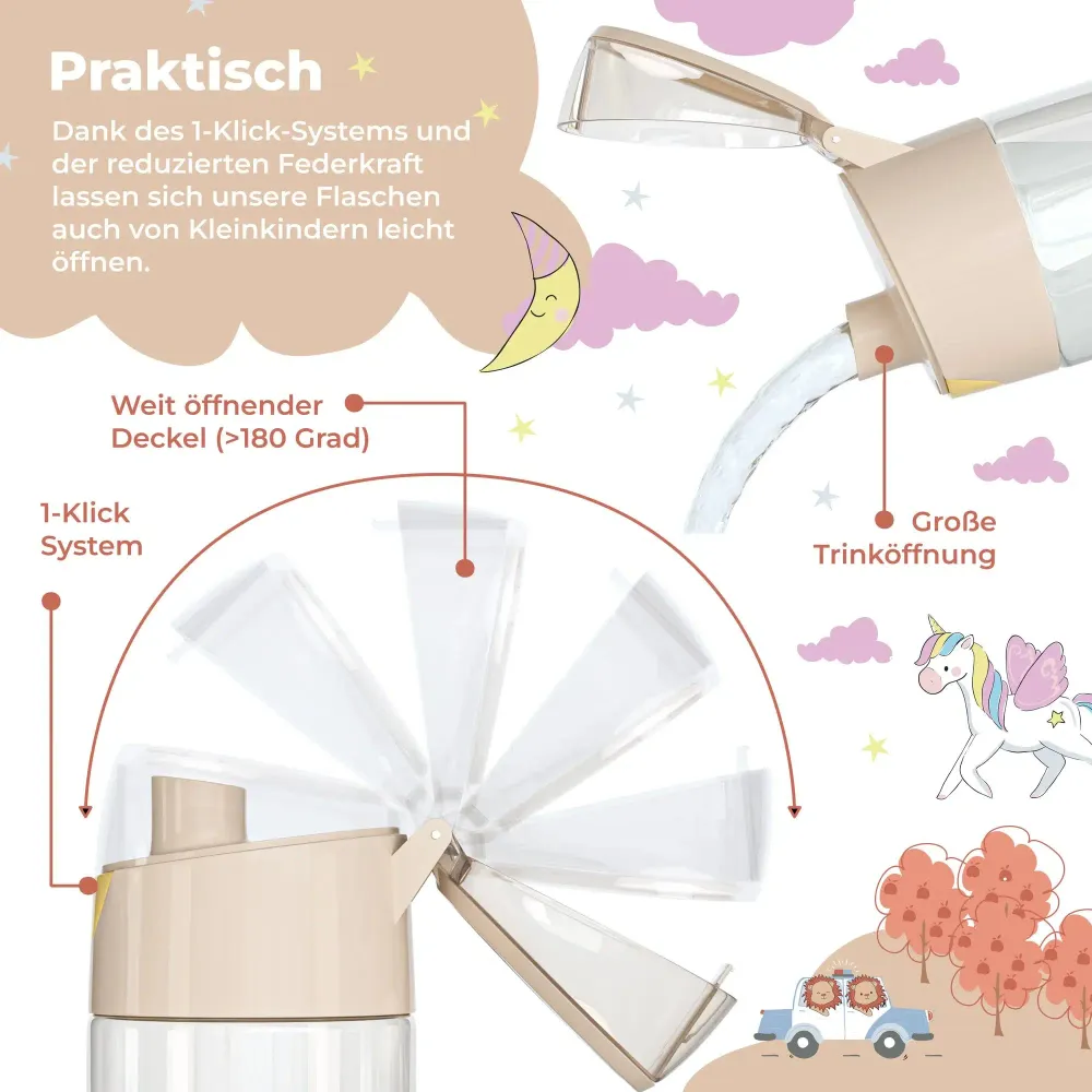 BEARFOOT Letvægts Drikkedunk Med Hank og Simpel Åbning - 450 ml - Safari Venner
