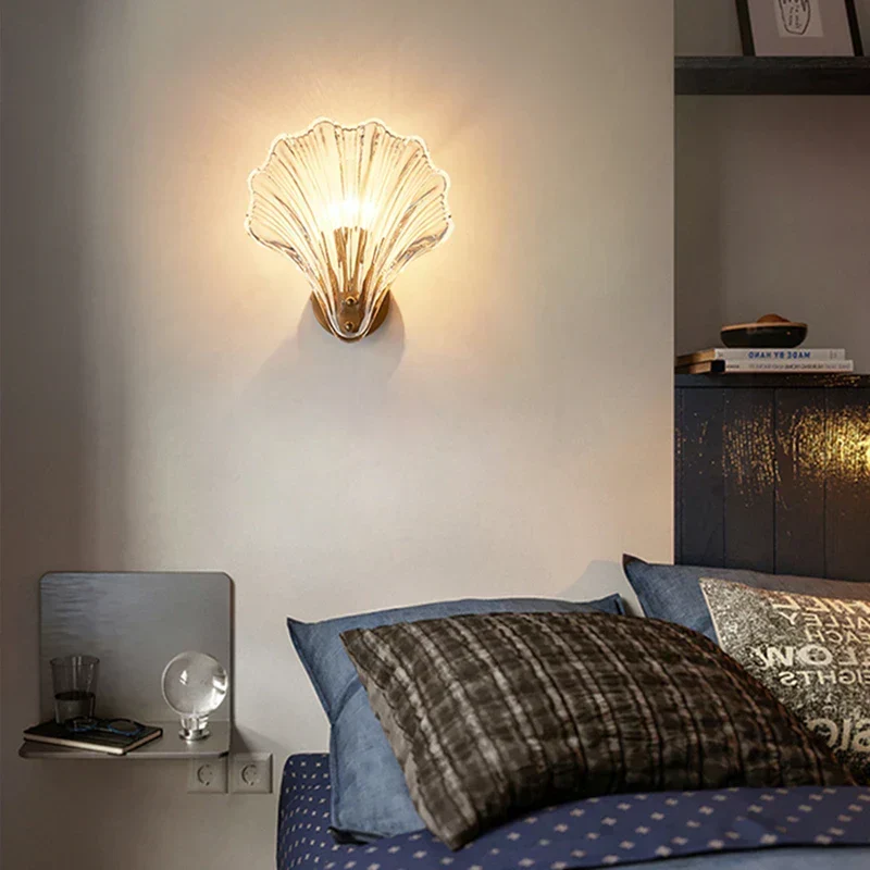 Coastal Wall Sconce | Shell-Shaped Glass Design