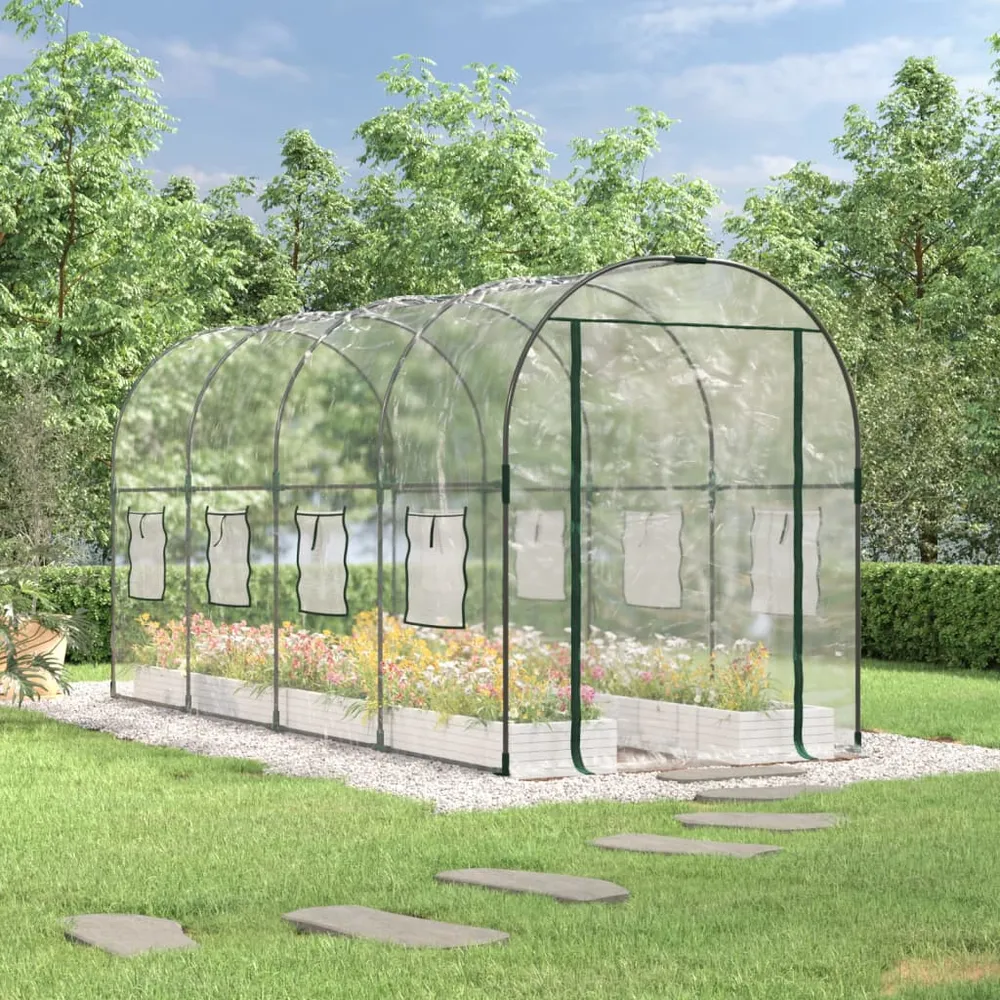 Drivhus 160X400X190 Cm Pvc Og Pulverlakeret Alloy Transparent