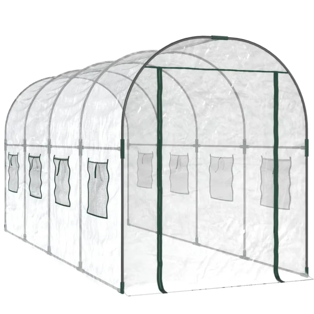 Drivhus 160X400X190 Cm Pvc Og Pulverlakeret Alloy Transparent