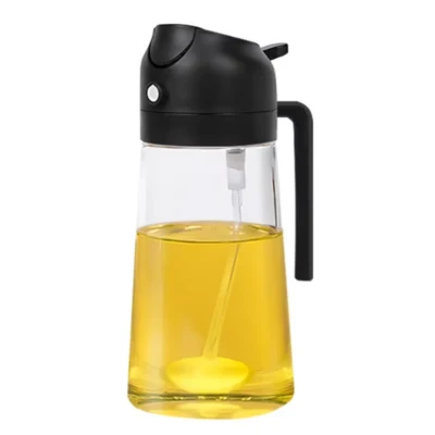 Glass Oil Spray Bottle | 500ml 2--1 Cooking Dispenser Black