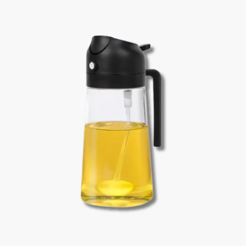 Glass Oil Spray Bottle | 500ml 2--1 Cooking Dispenser Black