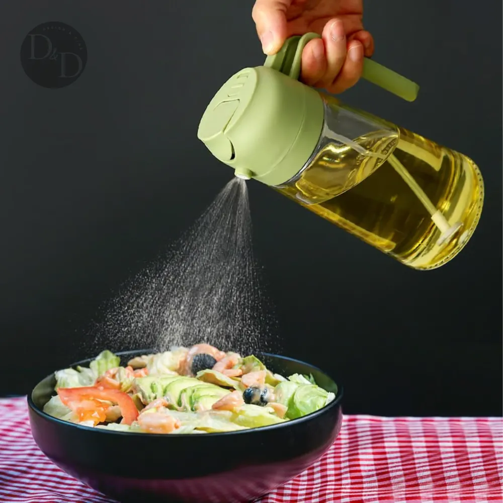 Glass Oil Spray Bottle | 500ml 2--1 Cooking Dispenser Black