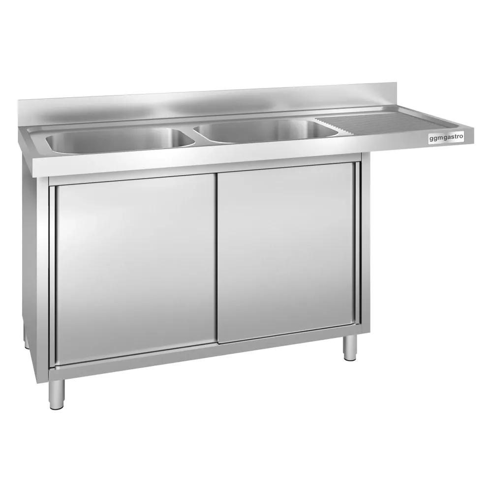 Køkkenvask hardened - med underskab - med plads til opvaskemaskine 2,0m - 2 Vaske til Venstre L 60 x B 50 x D 30 cm