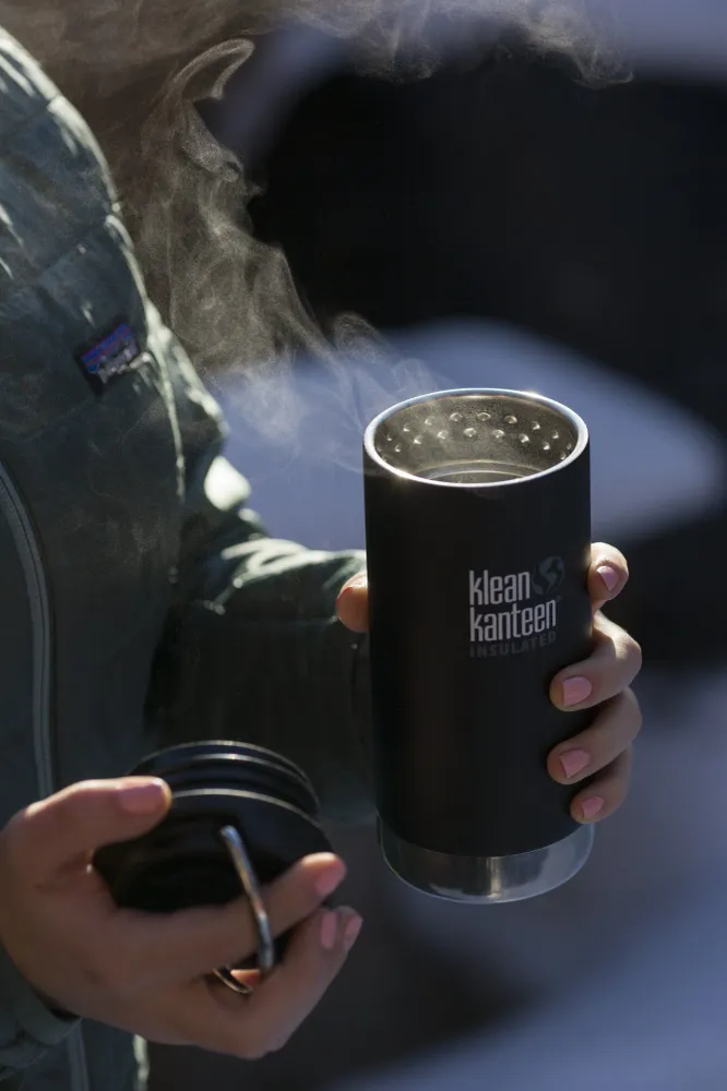 Klean Kanteen TKWide termokrus i rustfri chromed med lækkefrit drikkelåg, Black, 355 ml
