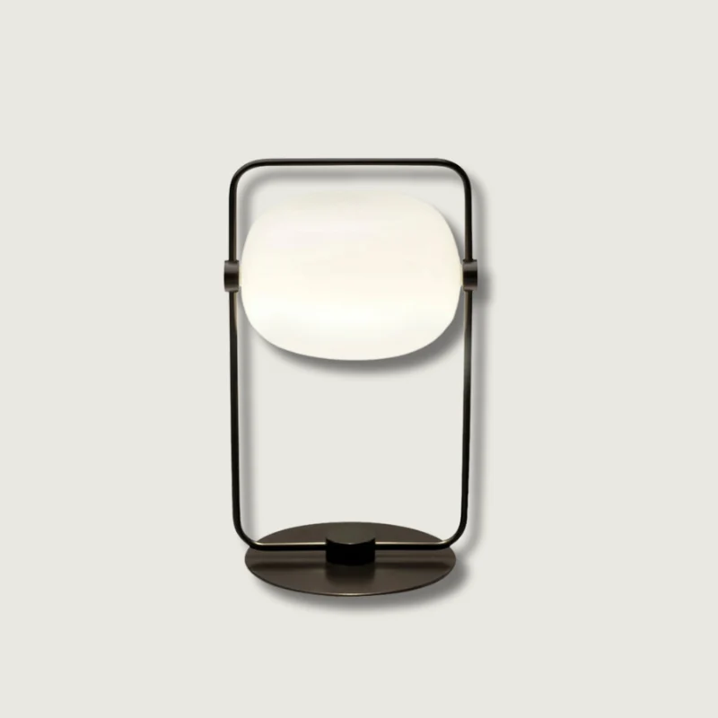 Minimalist Glass Table Lamp | Metal Frame Design Gold