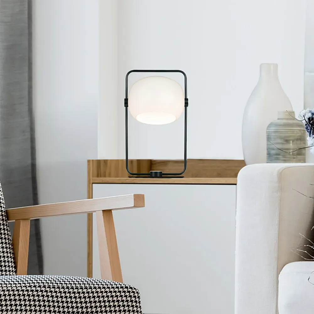 Minimalist Glass Table Lamp | Metal Frame Design Gold