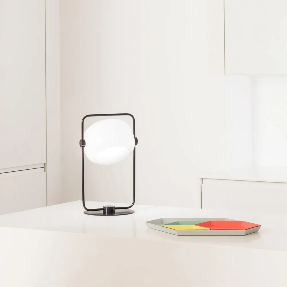 Minimalist Glass Table Lamp | Metal Frame Design Gold