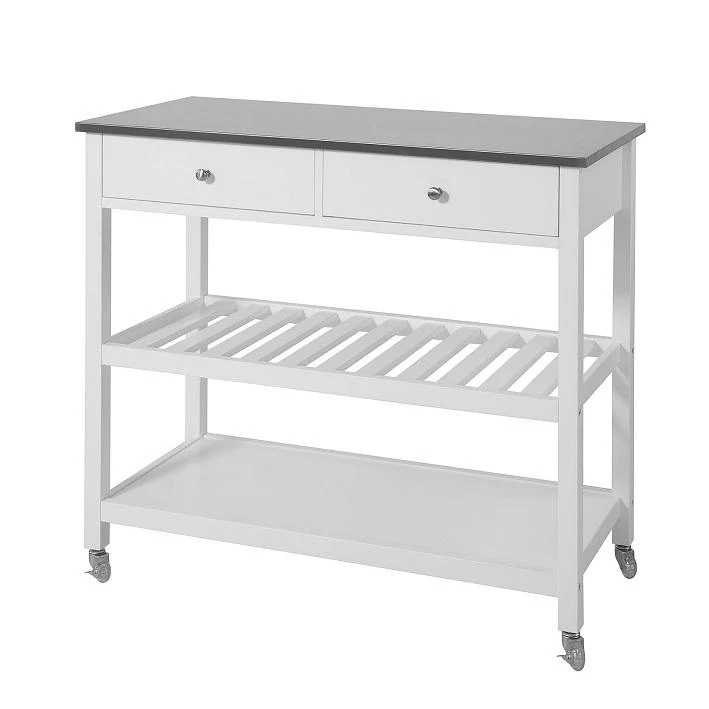 Mobil køkkenvogn med stålbordplade, 100x45x92 cm, kridt
