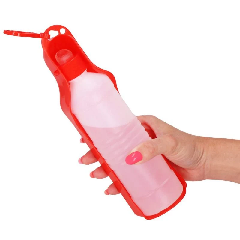 Springos rejseflaske med drikkeskål til hund og kat 500 ml rød 1 stk.