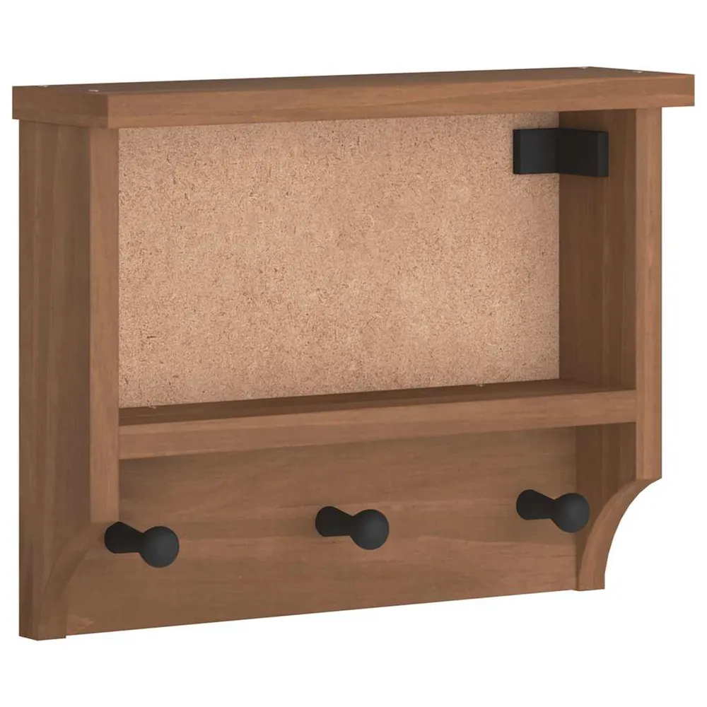 Væghængt Knagerække Sandnes 45X12X35 Cm Massivt Fyrretræ Hvid