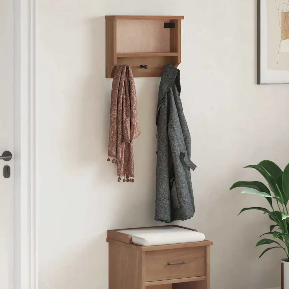 Væghængt Knagerække Sandnes 45X12X35 Cm Massivt Fyrretræ Hvid