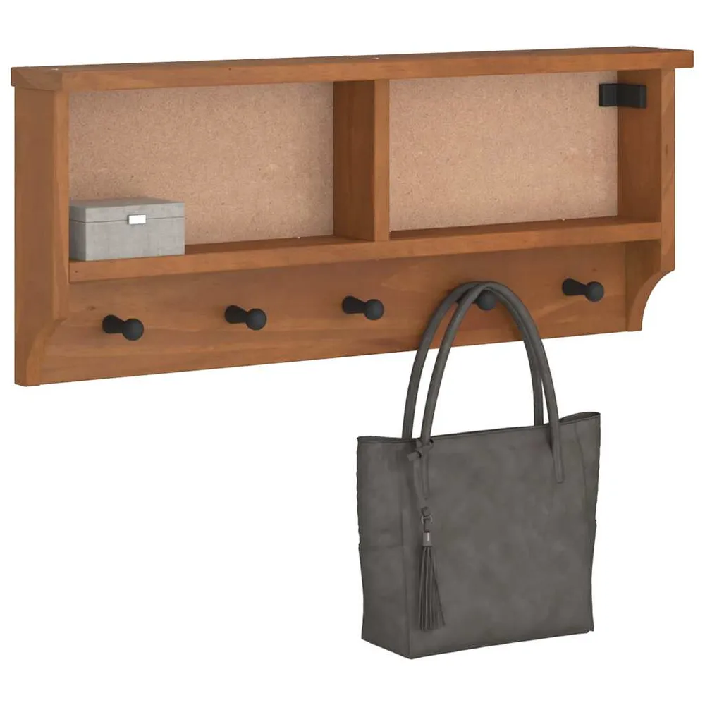 Væghængt Knagerække Sandnes 87X12X35 Cm Massivt Fyrretræ Hvid