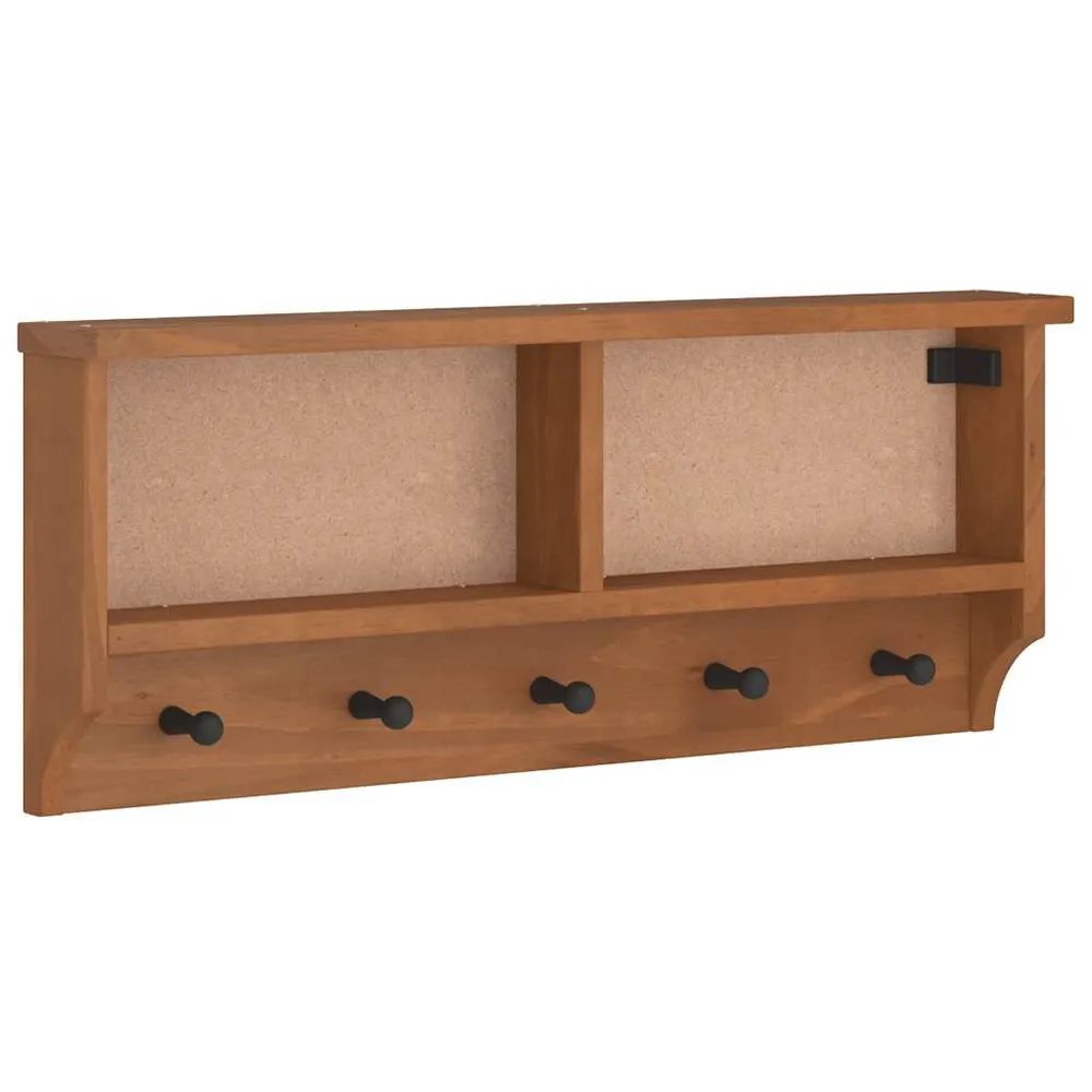 Væghængt Knagerække Sandnes 87X12X35 Cm Massivt Fyrretræ Hvid