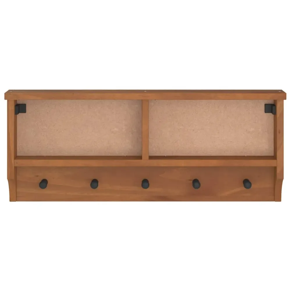 Væghængt Knagerække Sandnes 87X12X35 Cm Massivt Fyrretræ Hvid