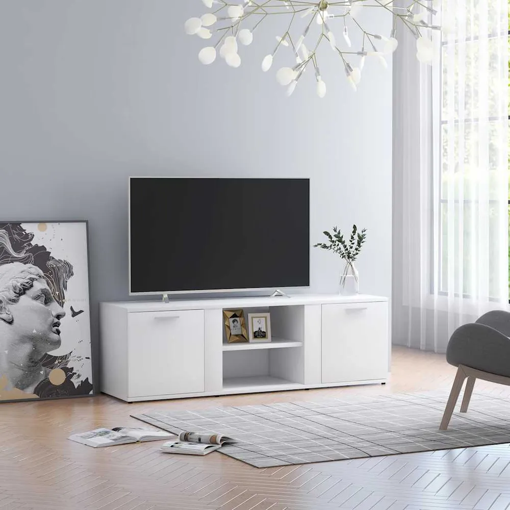 Tv-Bord 120X34X37 Cm Manufactured Træ Hvid