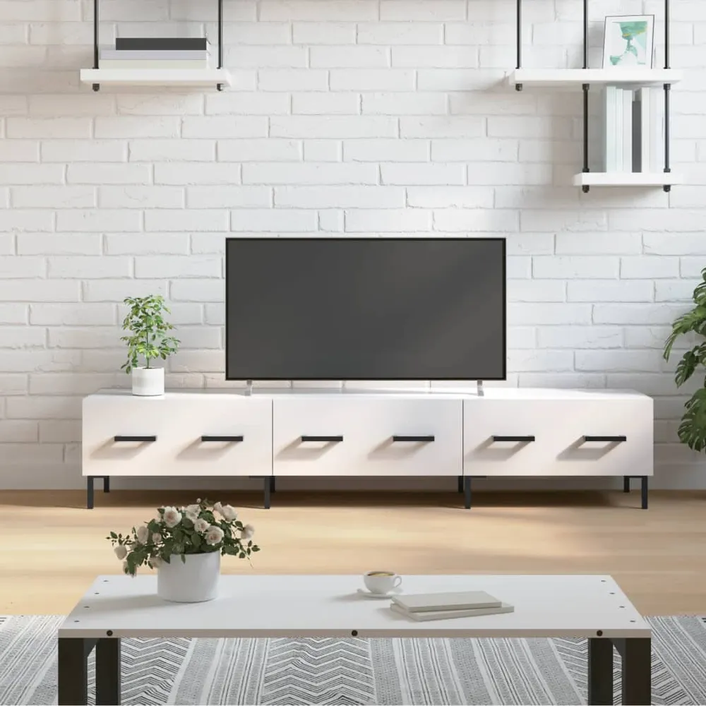 tv-bord 150x36x30 cm konstrueret træ snow højglans