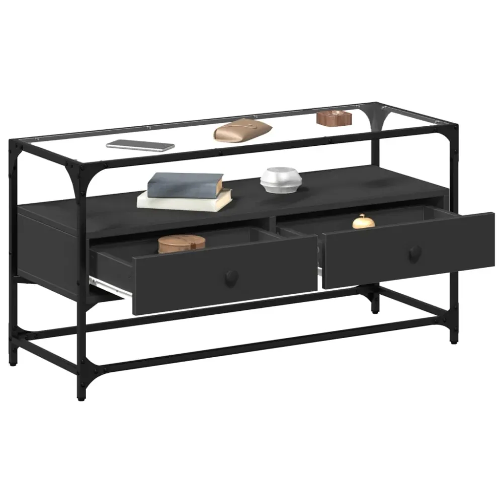 Tv-Bord Med Glastop 98X35X51 Cm Produced Træ 60