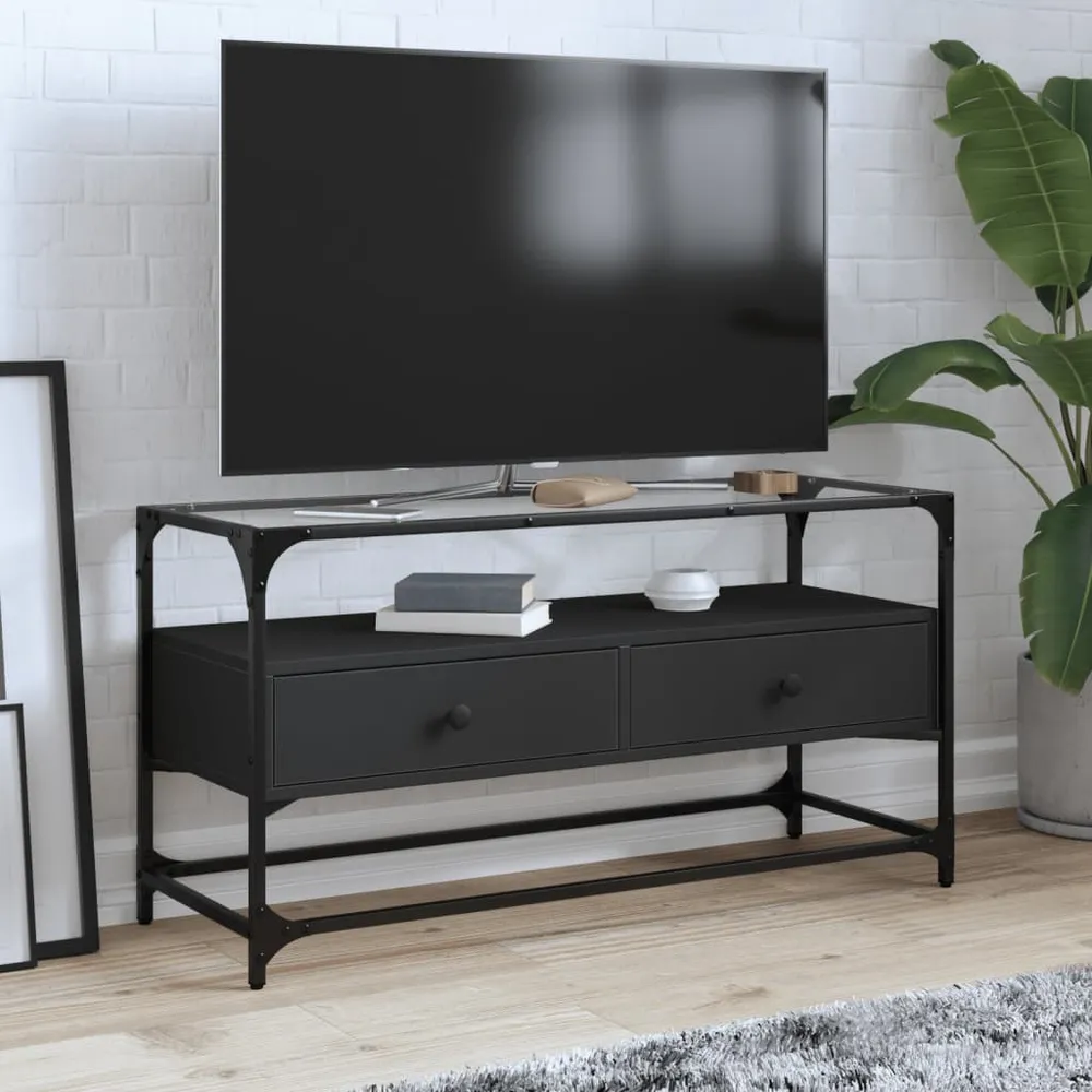 Tv-Bord Med Glastop 98X35X51 Cm Produced Træ 60