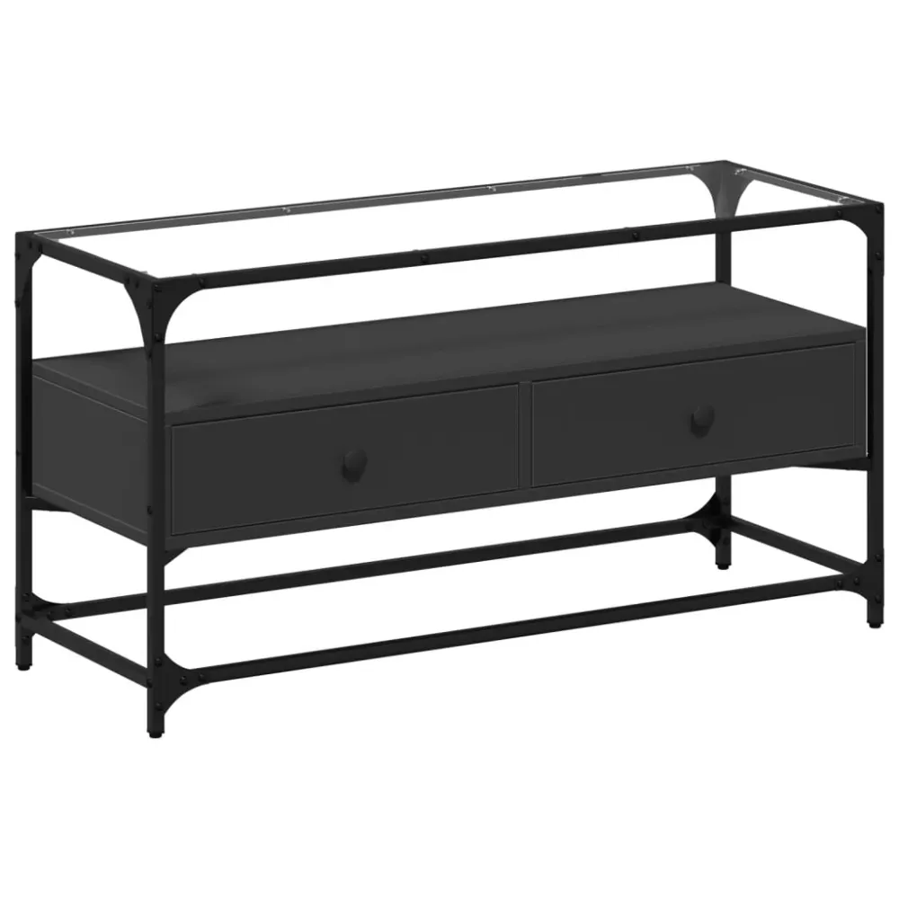 Tv-Bord Med Glastop 98X35X51 Cm Produced Træ 60