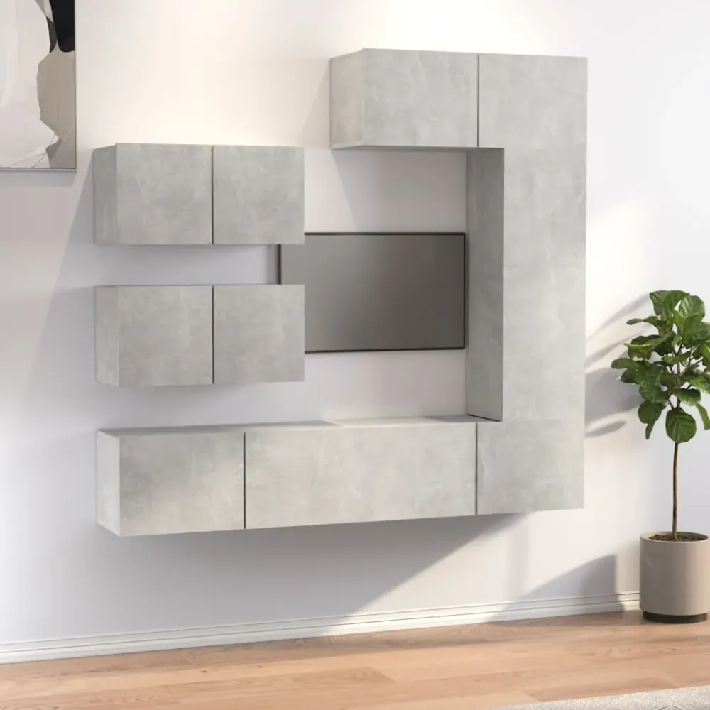 Tv-Skabssæt 6 Dele Crafted Træ Betongrå