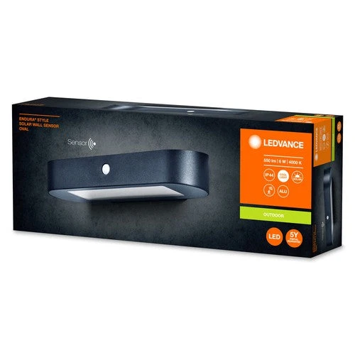 LEDVANCE ENDURA Style Oval solcelle-væglampe, sensor, 4000K