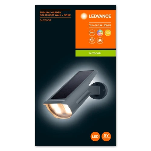 LEDVANCE havelampe solar LED: til væg/gulv, ENDURA GARDEN SPOT / 0,50 W, 3,6 V, varm hvid, 3000 K, IP44