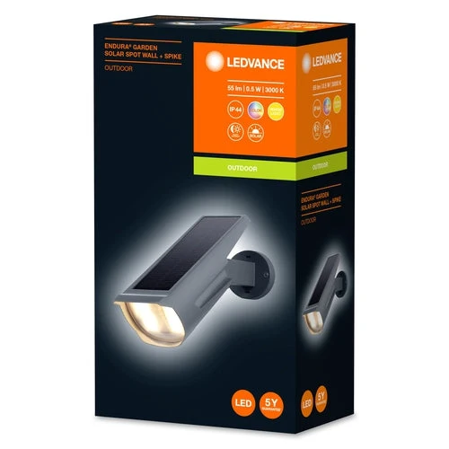 LEDVANCE havelampe solar LED: til væg/gulv, ENDURA GARDEN SPOT / 0,50 W, 3,6 V, varm hvid, 3000 K, IP44