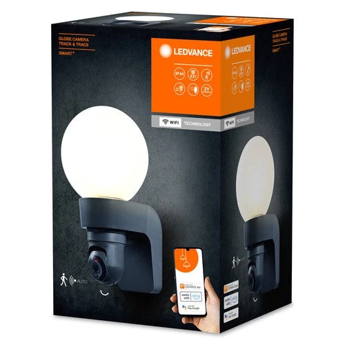 LEDVANCE SMART+ Globe Wall med Track &Trace kamera E27 IP44 WiFi