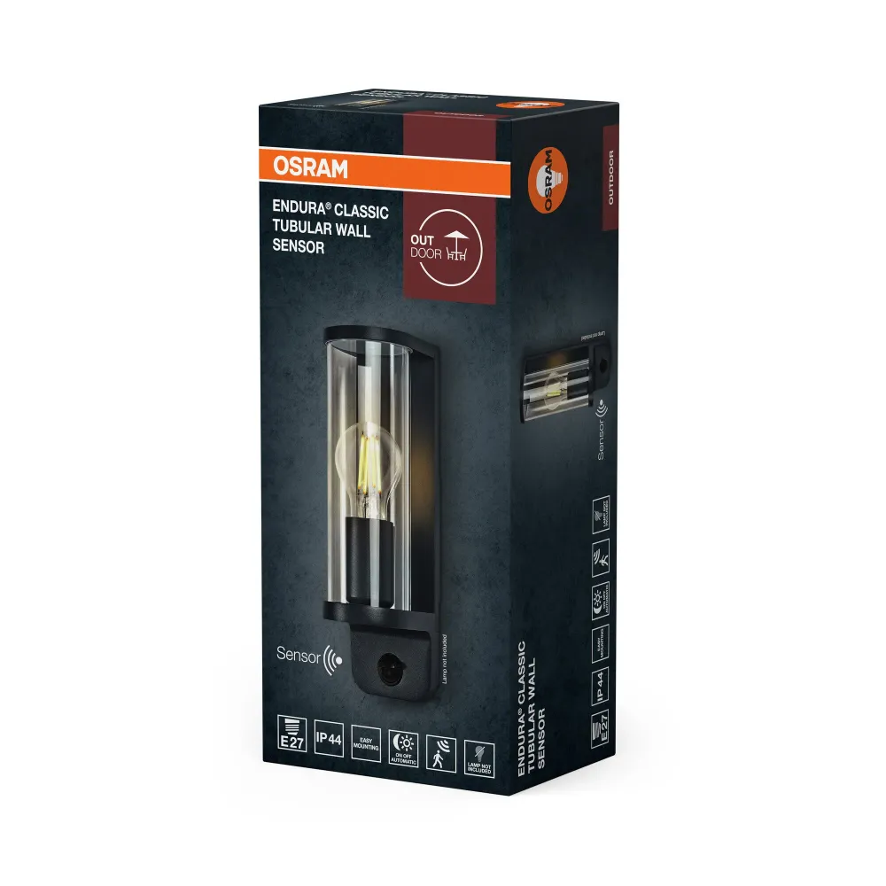 OSRAM ENDURA Classic Tubular Wall E27 IP54 mørkegrå
