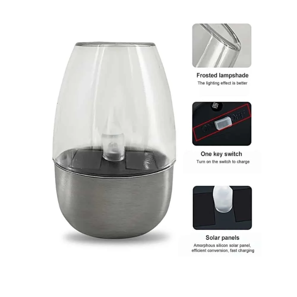 Bedlampe/fakkel 2 stk. m. pulserende flamme 27 cm. (Solcelle m/spyd)