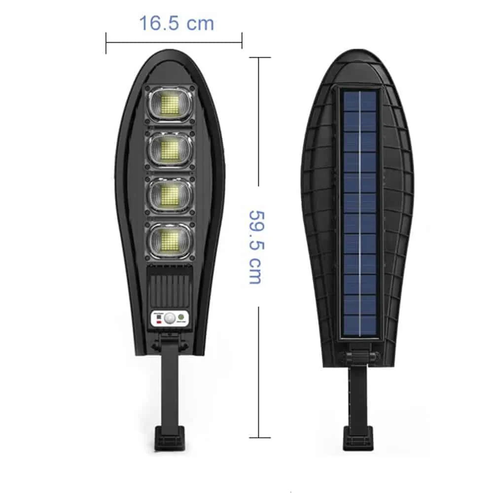LED Gadebelysning 80W - 168LED m/PIR (infrarød bevægelsessensor) inkl. fjernbetjening - solcelledrevet lys -