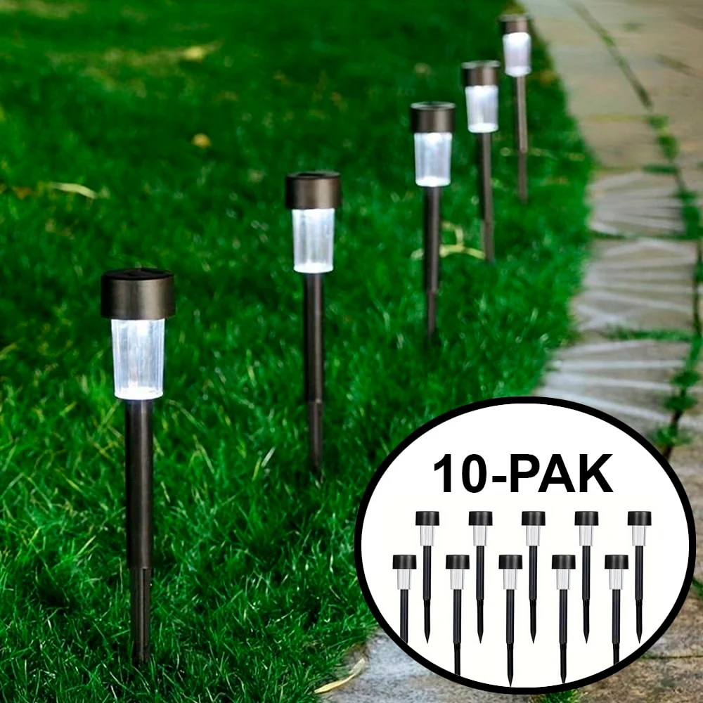 LED Solcelle Lamper udendørs på spyd - Sorte 10 stk.