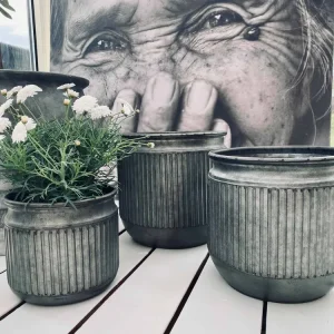 Zink potte med riller - Stor