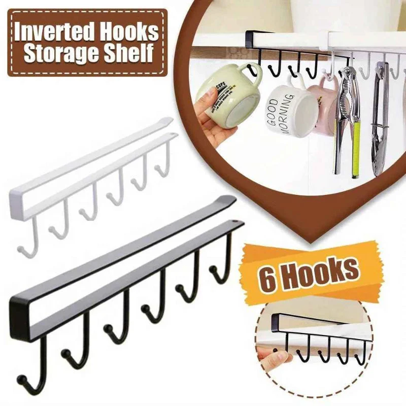 GlideHold® ShelfHooks 1+1 GRATIS: Hylde Ophængende Stativkroge Til Køkken Og Klædeskab Sort