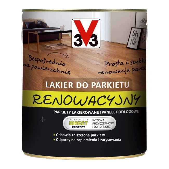 V33 renoveringslak til parketgulv klar højglans 2,5 l
