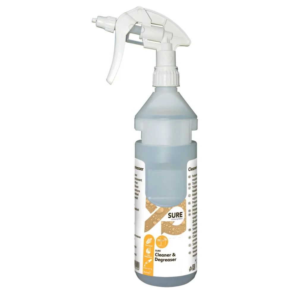 Flaske Skum 750ml med Hoved/Label Grå/Hvid DVM/DQFM til SURE Cleaner & Degreaser,6 fl x 750 ml/krt