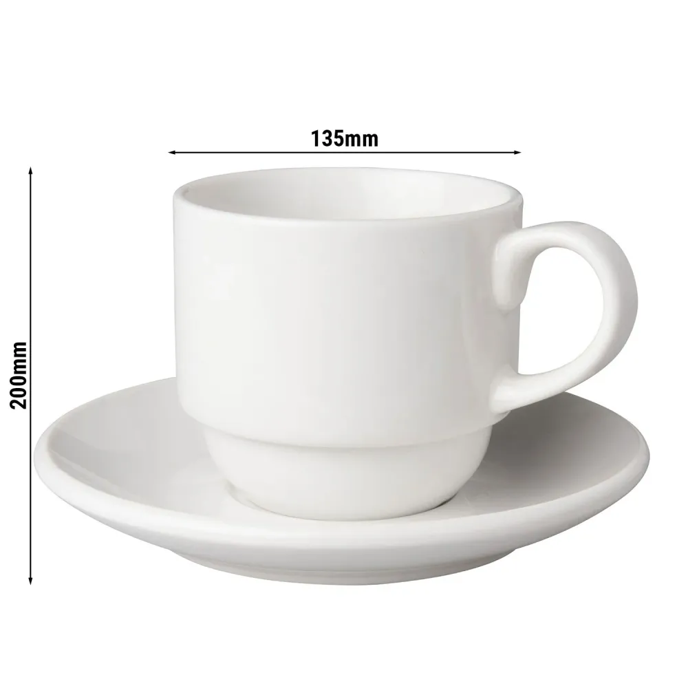 (24 stk.) BUDGETLINE - Kaffe- og underkopper Mammoet - 20 cl - Kridt