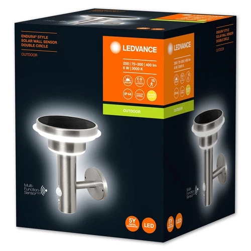 LEDVANCE ENDURA® Style Double Circle Solar LED-væglampe med sensor 6W / 3000K Varm hvid