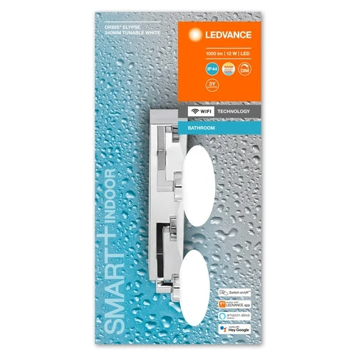 LEDVANCE SMART+ Wall Orbis Elypse 1000lm 12W/830-865 340mm krom IP44 WiFi