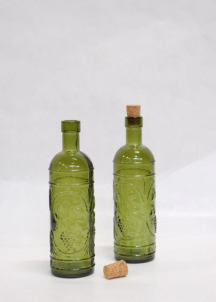 Amy glasflaske - olivengrøn