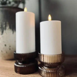 Lysestage sæt - 2 stk store vendbar lysestager i glas