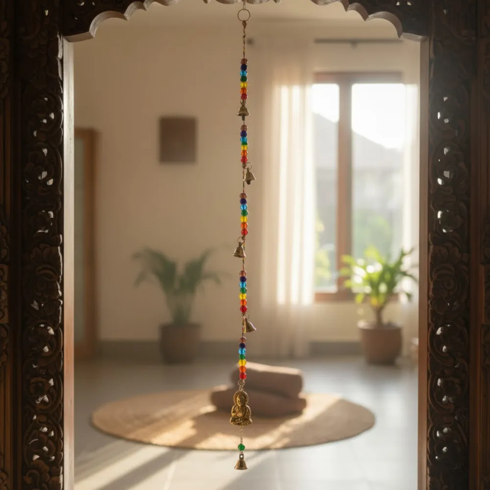Buddha vindklokke messing chakra design
