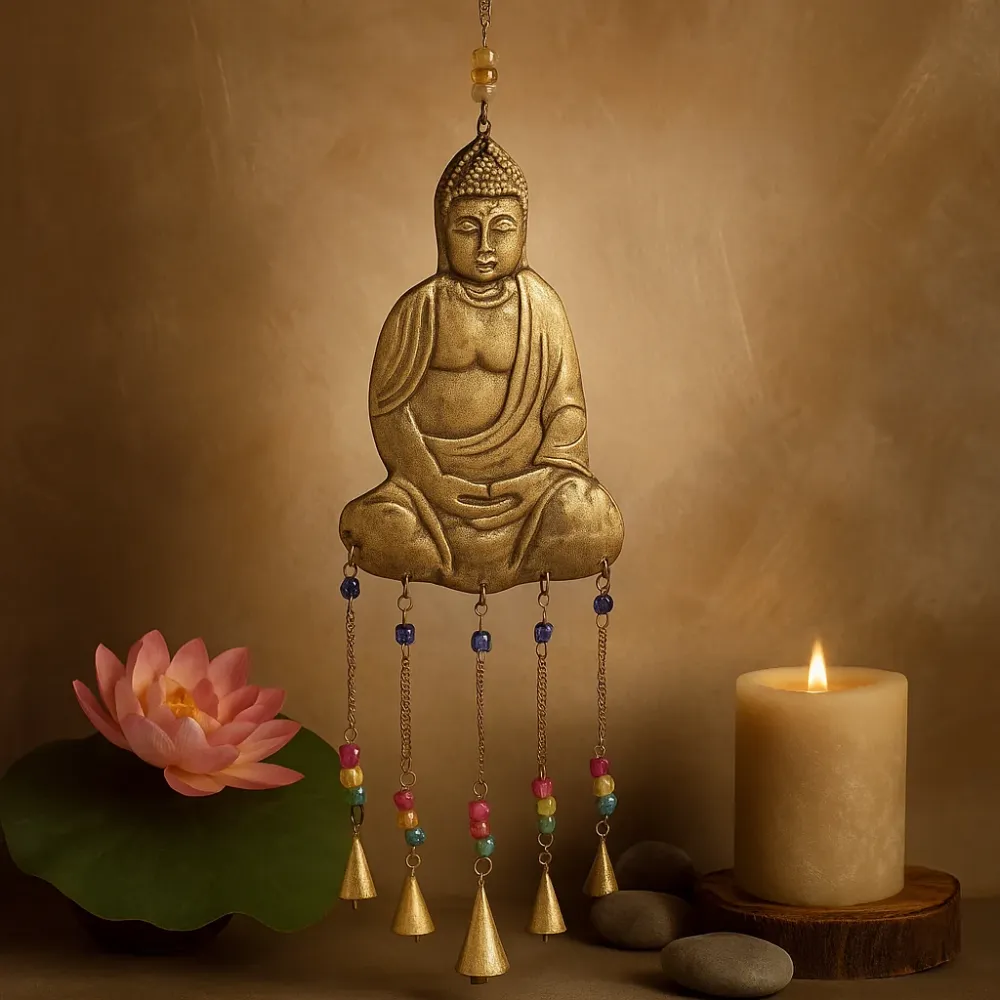 Buddha vindklokke, 5 messingklokker håndlavet