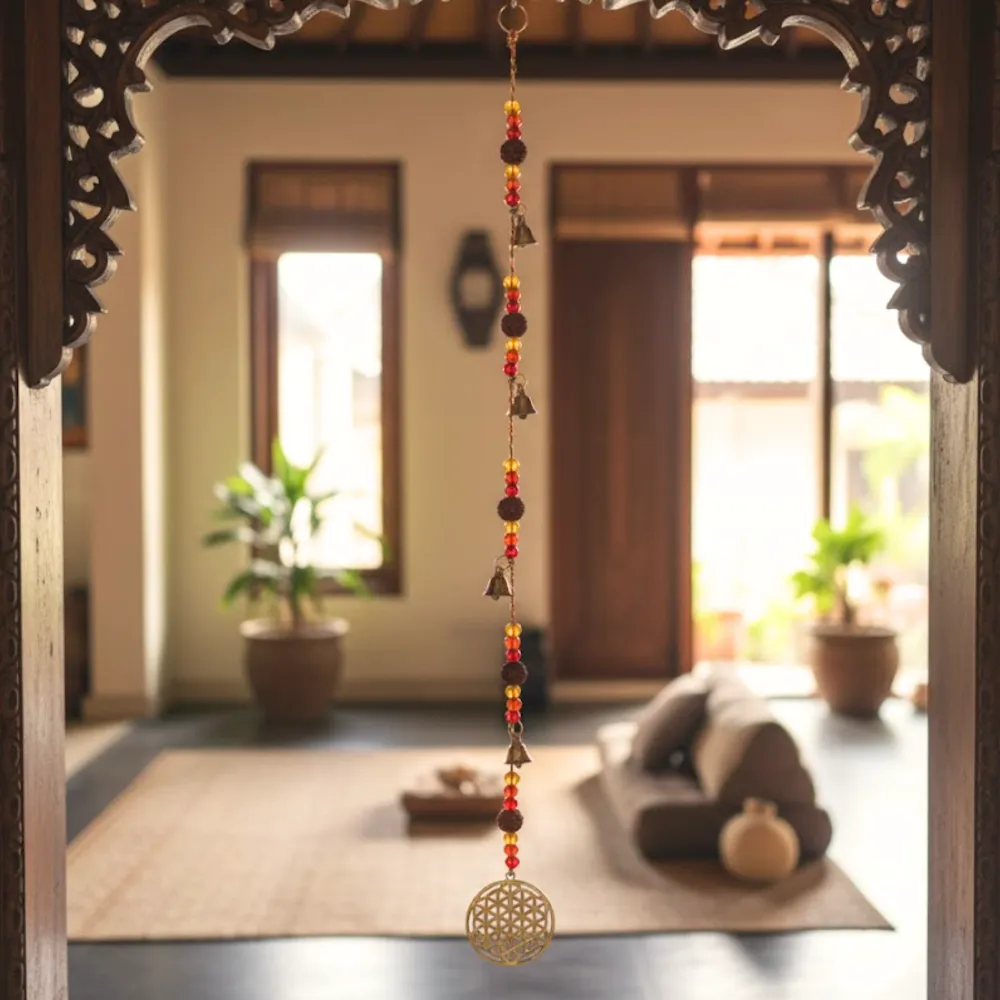 Messing vindspil Livets blomst Rudraksha perler