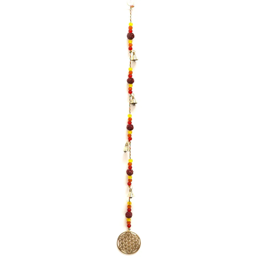 Messing vindspil Livets blomst Rudraksha perler