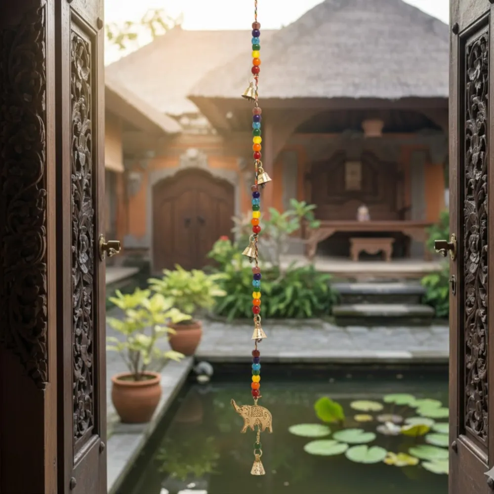 Vindspil Messing Elefant Chakra Perler