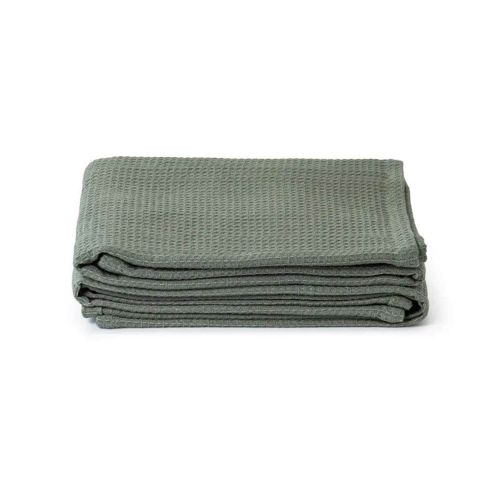 VAFFEL VISKESTYKKER 50X65CM - 2 PAK MOSGRØN